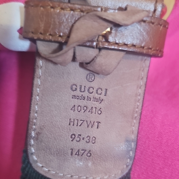 Gucci Brown and Green Belt with Gold Buckle - Picture 2 of 7